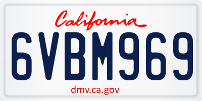CA license plate 6VBM969