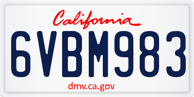 CA license plate 6VBM983