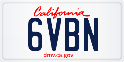 CA license plate 6VBN