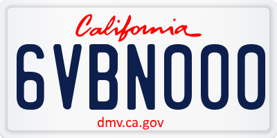 CA license plate 6VBN000