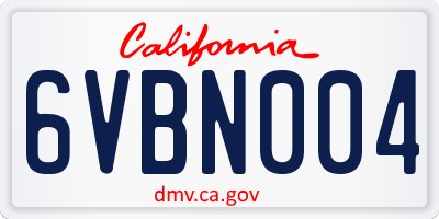 CA license plate 6VBN004