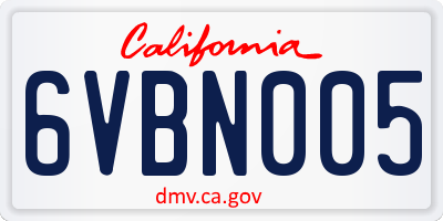 CA license plate 6VBN005