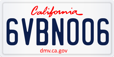 CA license plate 6VBN006