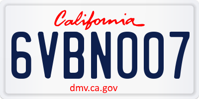 CA license plate 6VBN007