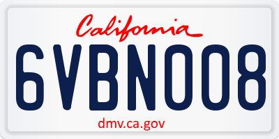 CA license plate 6VBN008