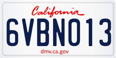 CA license plate 6VBN013