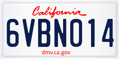 CA license plate 6VBN014