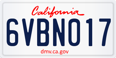 CA license plate 6VBN017