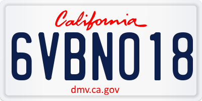 CA license plate 6VBN018