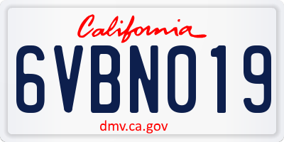 CA license plate 6VBN019