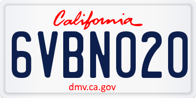 CA license plate 6VBN020