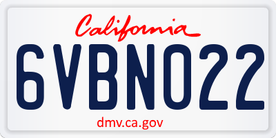 CA license plate 6VBN022