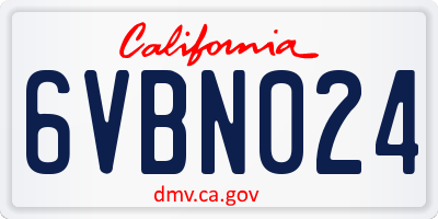 CA license plate 6VBN024