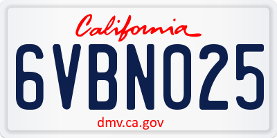 CA license plate 6VBN025