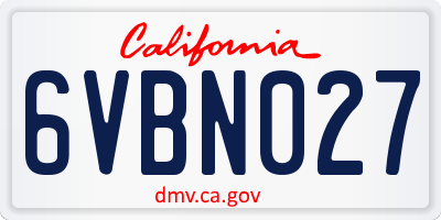CA license plate 6VBN027
