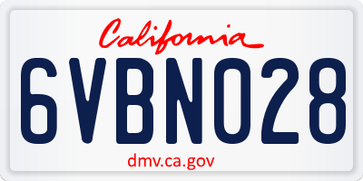 CA license plate 6VBN028