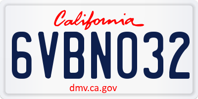 CA license plate 6VBN032