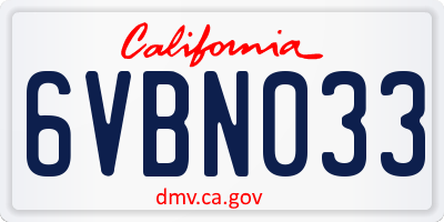 CA license plate 6VBN033
