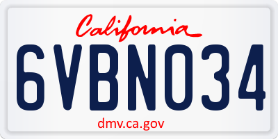 CA license plate 6VBN034