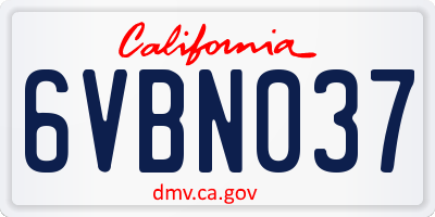 CA license plate 6VBN037