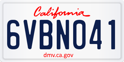 CA license plate 6VBN041