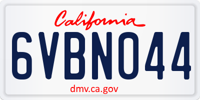 CA license plate 6VBN044