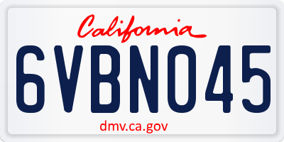 CA license plate 6VBN045