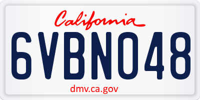 CA license plate 6VBN048
