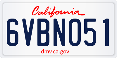 CA license plate 6VBN051