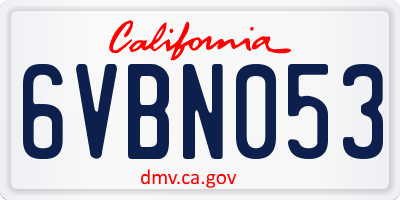 CA license plate 6VBN053