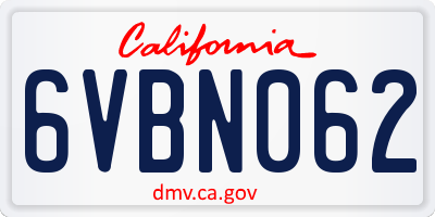 CA license plate 6VBN062