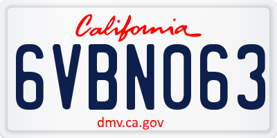 CA license plate 6VBN063