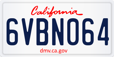 CA license plate 6VBN064