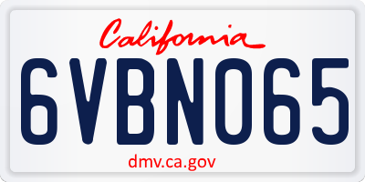 CA license plate 6VBN065