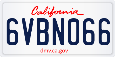 CA license plate 6VBN066