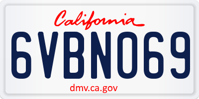 CA license plate 6VBN069