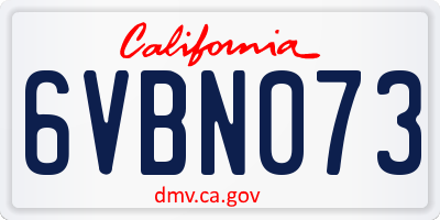 CA license plate 6VBN073