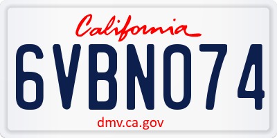 CA license plate 6VBN074