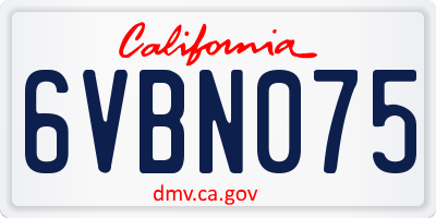 CA license plate 6VBN075