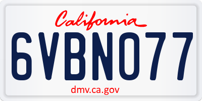 CA license plate 6VBN077
