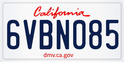 CA license plate 6VBN085