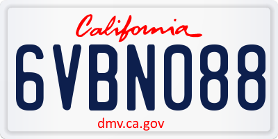 CA license plate 6VBN088