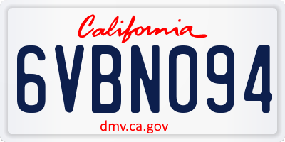CA license plate 6VBN094