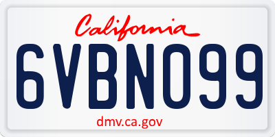 CA license plate 6VBN099