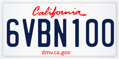 CA license plate 6VBN100
