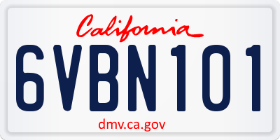 CA license plate 6VBN101
