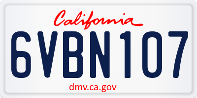 CA license plate 6VBN107