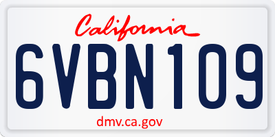 CA license plate 6VBN109