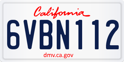 CA license plate 6VBN112