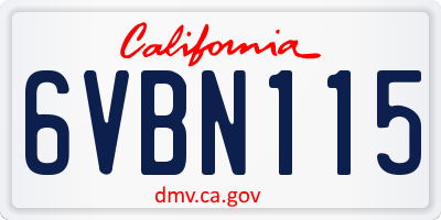 CA license plate 6VBN115